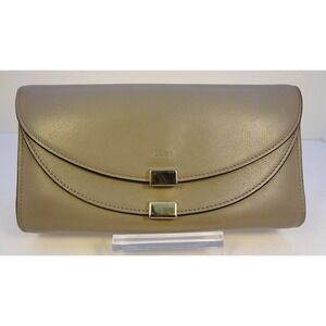 Chloé Portefeuil Double Flap‎ Long Wallet Motty Grey Leather Gold Hardware